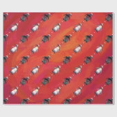 Festlicher Pinguin in einer Weihnachtsmannmütze Geschenkpapier (Flach)