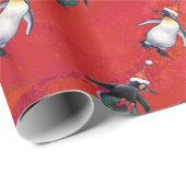 Festlicher Pinguin in einer Weihnachtsmannmütze Geschenkpapier (Rolleneckpunkt)