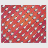 Festlicher Pinguin in einer Weihnachtsmannmütze Geschenkpapier (Flach)