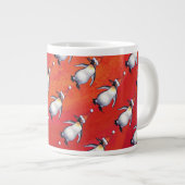 Festlicher Pinguin in einer Weihnachtsmannmütze Jumbo-Tasse (Vorderseite Rechts)