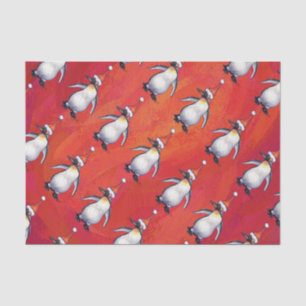 Festlicher Pinguin in einer Weihnachtsmannmütze Seidenpapier