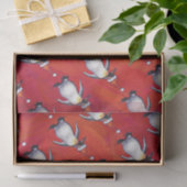 Festlicher Pinguin in einer Weihnachtsmannmütze Seidenpapier (Geschenk)