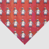 Festlicher Pinguin in einer Weihnachtsmannmütze Seidenpapier (Ausschnitt)