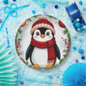 Festlicher Pinguin mit Festtagsausstellungen Pappteller (Party)