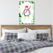 Festlicher Pinguin Ski Weihnachtsbaum Design Leinwanddruck (Insitu (Schlafzimmer))