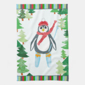 Festlicher Pinguin Skifahren Weihnachtsdesign Geschirrtuch (Vertikal)