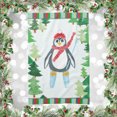 Festlicher Pinguin Skifahren Weihnachtsdesign Geschirrtuch