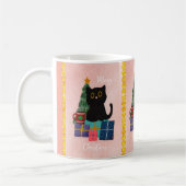 Festlicher Pink Frohe Weihnachten Niedlicher Black Kaffeetasse (Links)