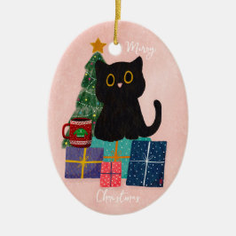 Festlicher Pink Frohe Weihnachten Niedlicher Black Keramik Ornament