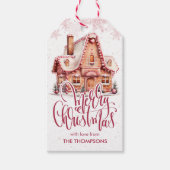 Festlicher Pink Gingerbrett Weihnachtsanreiz Geschenkanhänger (Vorderseite)