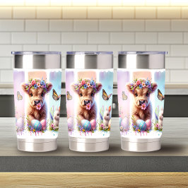 Festlicher Pinselstrich Osterhochland Kuh 20oz Thermobecher