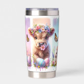 Festlicher Pinselstrich Osterhochland Kuh 20oz Thermobecher (Rückseite)