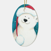 Festlicher polarer Bär in einer Keramikornament (Links)