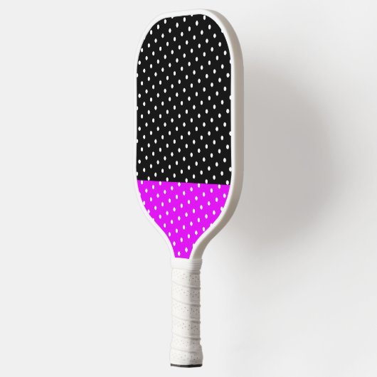 Festlicher Polka Dotter, hellrosa Schwarzer Farbbl Pickleball Schläger (Links)