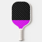 Festlicher Polka Dotter, hellrosa Schwarzer Farbbl Pickleball Schläger (Rückseite)