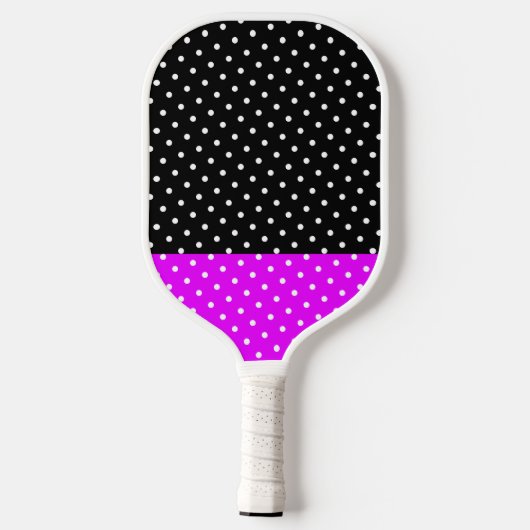 Festlicher Polka Dotter, hellrosa Schwarzer Farbbl Pickleball Schläger (Rückseite)
