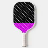 Festlicher Polka Dotter, hellrosa Schwarzer Farbbl Pickleball Schläger (Vorderseite)