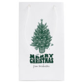 Festlicher Retro Grüner Weihnachtsbaum Kleine Geschenktüte (Rückseite)