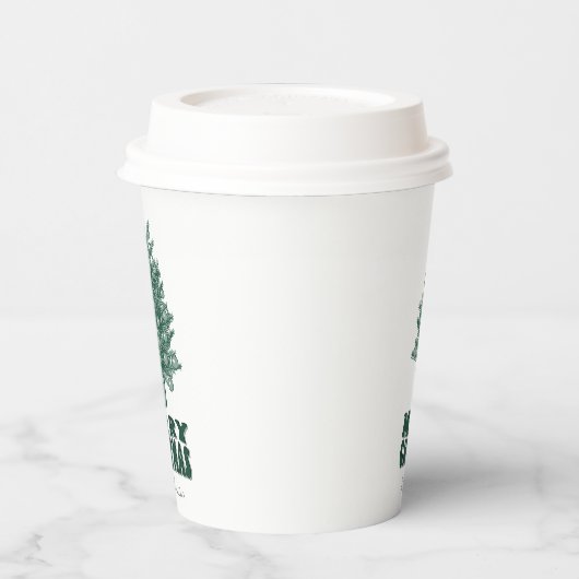 Festlicher Retro Grüner Weihnachtsbaum Pappbecher (Links)