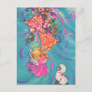 Festlicher retro vintage Weihnachtsengel Postkarte