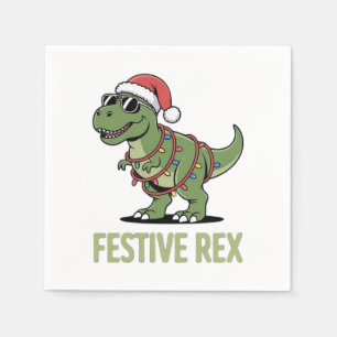 Festlicher Rex-Dinosaurier-Feiertagsstimmung Serviette