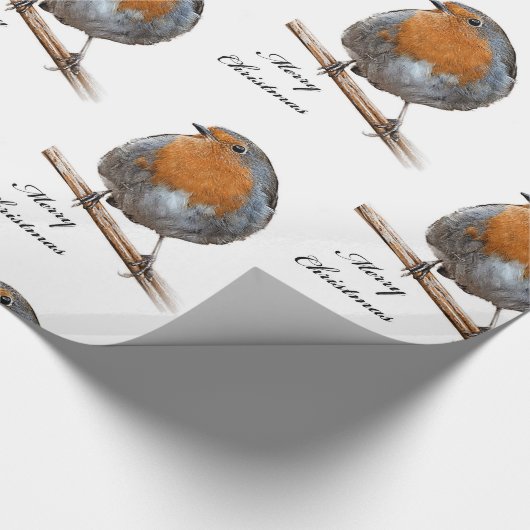 Festlicher Robin-Vogel Geschenkpapier (Ecke)