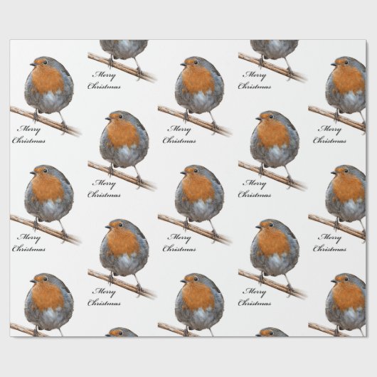 Festlicher Robin-Vogel Geschenkpapier (Flach)