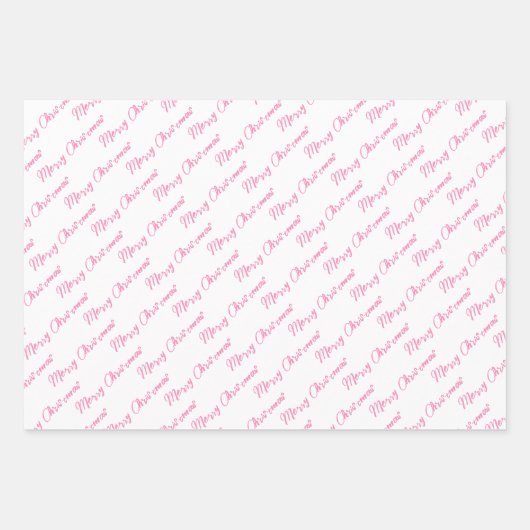 Festlicher Rosa Frohe Weihnachtsbaum Wasserfarbe Geschenkpapier Set (Vorderseite)