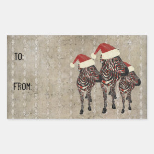 Festlicher Rosezebras-Geschenk-Aufkleber Rechteckiger Aufkleber