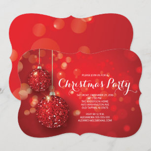 Festlicher Roter Glitzer Ornament Weihnachten Part Einladung