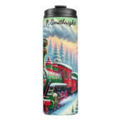 Festlicher Roter Grüner Wald Zug Thermosbecher (Vorderseite)