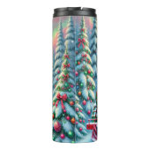 Festlicher Roter Grüner Wald Zug Thermosbecher (Rückseite)