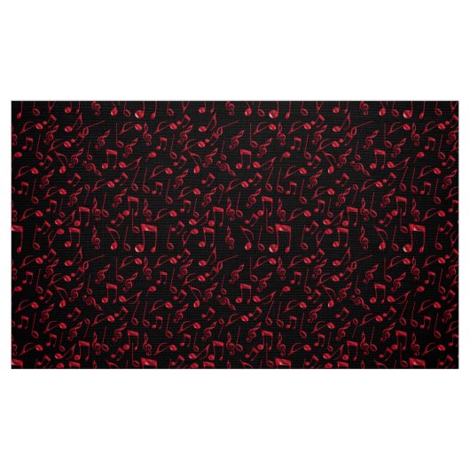 Festlicher roter Musiknoten auf Schwarzem oder Stoff (Fat Quarter (45,7 x 55,9 cm))