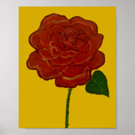 Festlicher roter Rosen- und gelber Wasserfarbenpos Poster