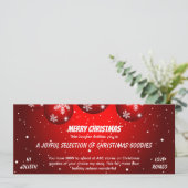 Festlicher roter Weihnachts-Geschenkgutschein (Stehend Vorderseite)