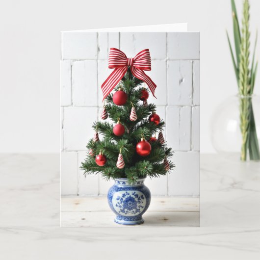 Festlicher roter Weihnachtsbaum Karte (Vorderseite)