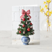 Festlicher roter Weihnachtsbaum Karte (Gelbe Blume)