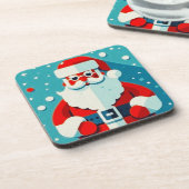 Festlicher Santa Claus harter Kunststoff-Untersetz Getränkeuntersetzer (Linke Seite)