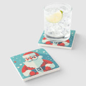 Festlicher Santa Claus Stone Untersetzer (Seitenansicht)