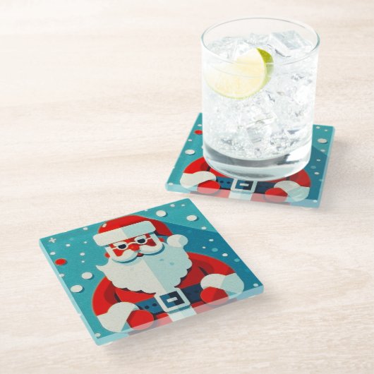 Festlicher Santa Claus Untersetzer (Schrägansicht)