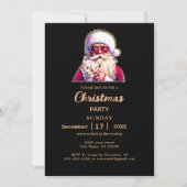 Festlicher Santa mit Brille Schwarzes Weihnachtsge Einladung (Vorderseite)