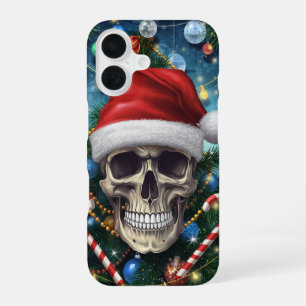 Festlicher Santa-Totenschädel-Handyhülle iPhone 16 Hülle