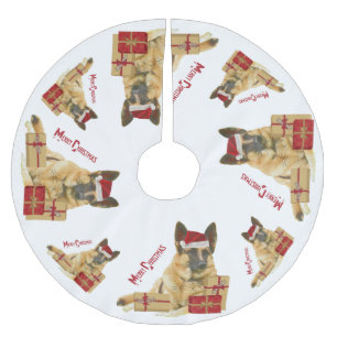 Festlicher Schäferhund-Feiertag Polyester Weihnachtsbaumdecke