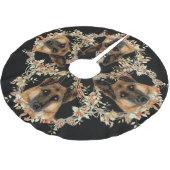 Festlicher Schäferhund-Feiertag Polyester Weihnachtsbaumdecke (Schrägansicht)