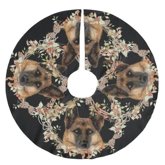 Festlicher Schäferhund-Feiertag Polyester Weihnachtsbaumdecke (Vorderseite)
