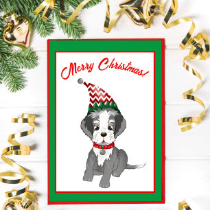 Festlicher Schnauzer-Welpe Frohe Weihnachten