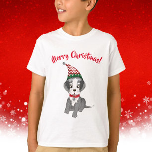 Festlicher Schnauzer-Welpe Frohe Weihnachten T-Shirt