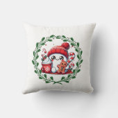 Festlicher Schneemann und Lebkuchenwurfpilz Kissen (Rückseite)