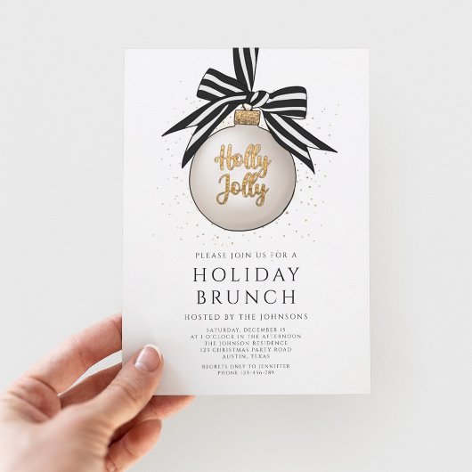 Festlicher Schwarz-Weiß-Goldener Feiertag Einladung