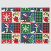 Festlicher schwarzer Lab Christmas Patchwork Quilt Seidenpapier (Vorderseite)